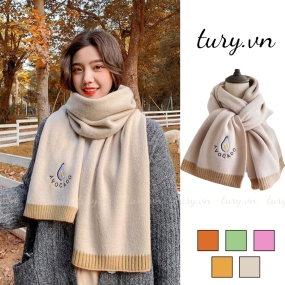 Khăn len choàng cổ unisex nam nữ họa tiết trái bơ phối viền màu cao cấp chất mịn thời trang thu đông nhiều màu - LN032