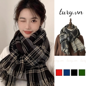 Khăn len choàng cổ unisex nam nữ họa tiết caro cao cấp chất mịn thời trang Hàn Quốc thu đông - LN006