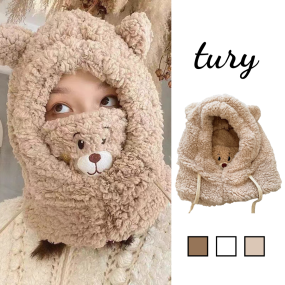 Mũ Len Lông Cừu Unisex Nam Nữ - Tury -  Mũ Len Trùm Đầu Lông Cừu Tai Gấu Dễ Thương Phong Cách Thu Đông  - NL041