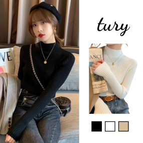 Áo Len Cổ Lọ Unisex, Áo Len Tăm Sọc Vằn Dài Tăm Tay Dài Thời Trang Thu Đông Phong Cách Hàn Quốc - Tury - TA028