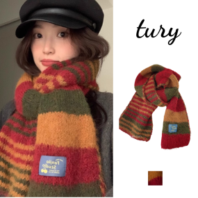 Khăn Quàng Cổ Len Unisex, Khăn Len Cashmere Họa Tiết Sọc Phối Hai Màu Đơn Giản Thời Trang Thu Đông - Mã LN118