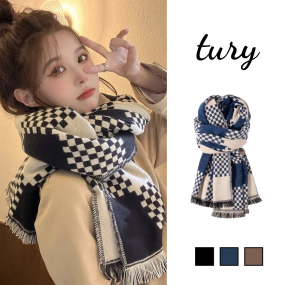 Khăn len choàng cổ unisex nam nữ, Khăn giả cashmere họa tiết caro cao cấp chất mịn thời trang thu đông - LN009