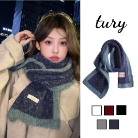 Khăn Len Dệt Kim Unisex, Khăn Quàng Cổ Len Kim Tuyến Phối Tag Trắng Xinh Xắn Thời Trang Thu Đông - TURY - Mã LN116