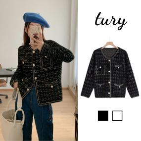 Áo Khoác Dạ Nữ, Áo Len Cardigan Đứng Form Sọc Caro Phối Nút Ngọc Nữ Tính Thời Trang Hàn Quốc - Mã TA064