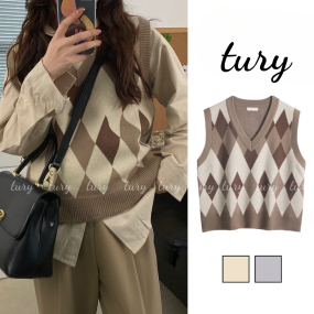 Áo Gile Unisex Cổ Chữ V Chất Len Cao Cấp Họa Tiết Kẻ Caro Thời Trang Học Sinh Phong Cách Hàn Quốc - Tury - MÃ TA049
