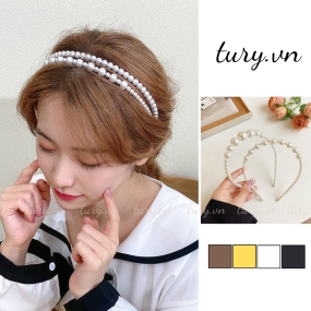 Băng Đô Cài Tóc Nữ -Tury- Cài Tóc Ngọc Trai Chuỗi Hạt Trắng Tinh Khôi Thiết Kế Sang Chảnh Nữ Tính Cho Các Nàng - CT008