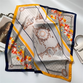 Khăn Lụa Vuông Unisex, Khăn Turban Choàng Cổ Vuông Phối Chữ S Sang Trọng Trẻ Trung - 70x70cm - Mã KL059