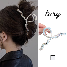 Kẹp Tóc Bạc Gợn Sóng Đính Đá - KT070