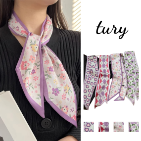 Khăn Turban quấn túi xách mẫu Hoa tím - Mã TD081