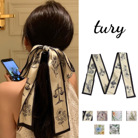 Khăn Turban quấn túi xách mẫu cành hoa đen - Mã TD082