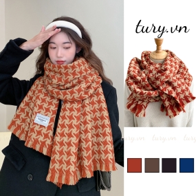 Khăn len choàng cổ unisex nam nữ họa tiết xương cá cao cấp chất mịn thời trang thu đông nhiều màu - TURY - LN011