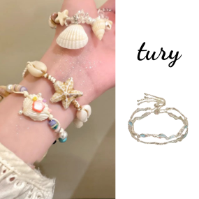 Vòng Tay Mùa Hè, Lắc Tay Phối Hạt Charm Đa Dạng Vỏ Sò Ngôi Sao Phong Cách SUMMER