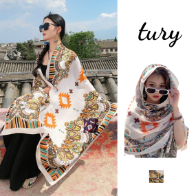 Khăn quàng cổ boho mẫu tế bào trắng - Mã KC100 