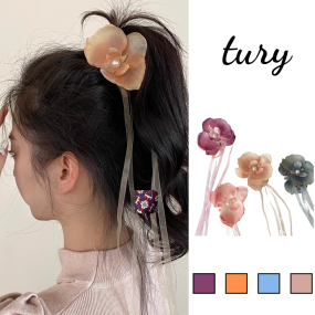 Kẹp Tóc Hoa Sứ kèm ngọc trai và ruy băng - KT083 
