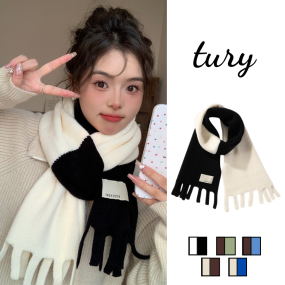 Khăn len choàng cổ unisex, Khăn giả cashmere họa tiết trơn phối màu cao cấp chất mịn thời trang thu đông - LN040