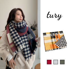 Khăn len choàng cổ unisex, Khăn giả cashmere họa tiết sọc caro cao cấp chất mịn thời trang thu đông - LN002