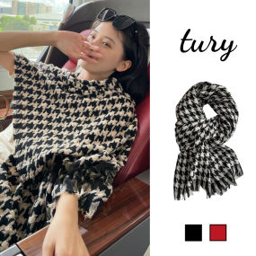 Khăn len choàng cổ unisex nam nữ họa tiết xương cá cao cấp chất mịn thời trang thu đông tone đỏ đen - LN055