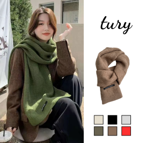 Khăn len choàng cổ unisex nam nữ họa tiết trơn phối tag cao cấp chất mịn thời trang thu đông Hàn Quốc - LN031
