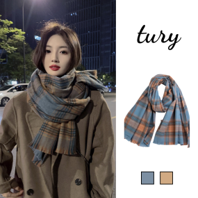 Khăn len choàng cổ unisex, Khăn giả cashmere họa tiết sọc caro cao cấp chất mịn thời trang thu đông tone - LN073