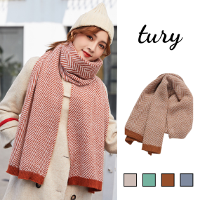Khăn choàng cổ len unisex nam nữ họa tiết sọc xương cá cao cấp chất len mịn thời trang Hàn Quốc thu đông - LN016