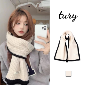 Khăn choàng cổ len unisex nam nữ dáng nhỏ họa tiết trơn phối tag cao cấp chất len mịn thời trang thu đông - LN053