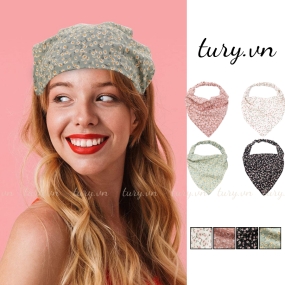 Băng Đo Tam Giác Nữ Unisex -Tury- Cài Tóc Turban Hoa Nhí Hottrend Có Dây Co Giãn Siêu Dễ Thương Phong Cách Âu Mỹ - BD009